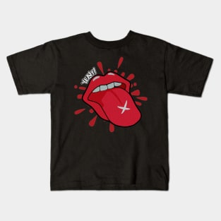 Yeah, Rock &amp; Roll!!. Rock language customized with a cross on the tip and the expression: Yeah!! Stick out your tongue, smile! Kids T-Shirt